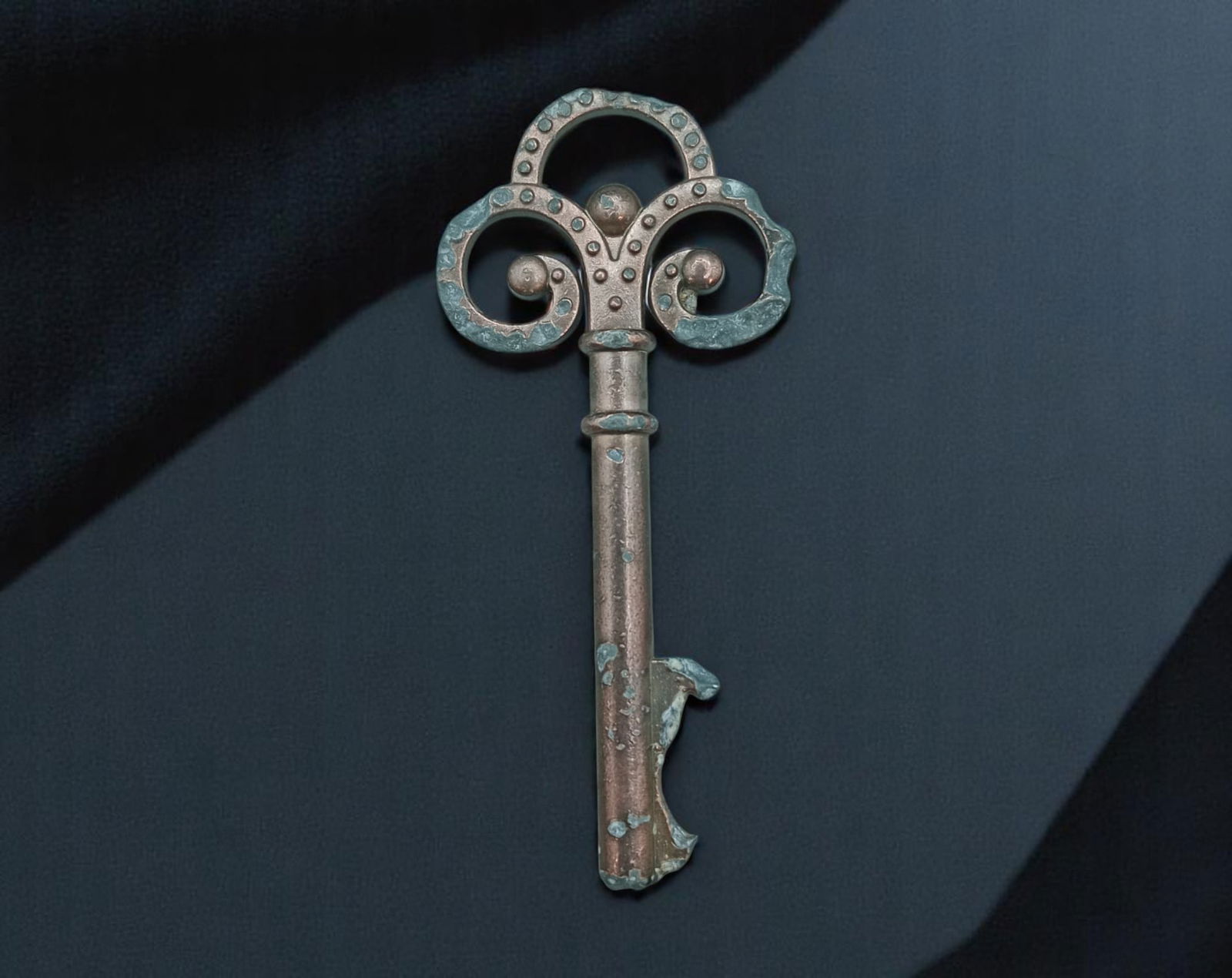 Decorative Skeleton Key - Ornate Scrollwork & Aged Patina (6cm) (1 of 2)