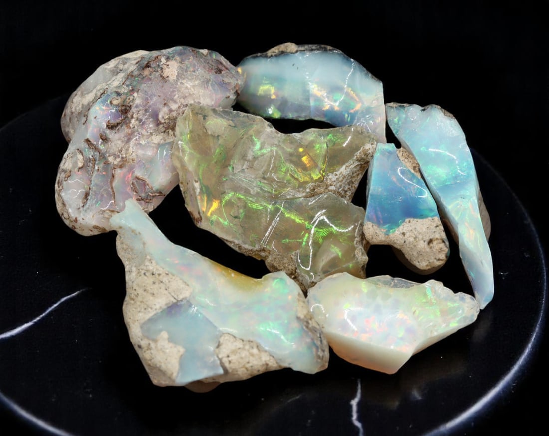 GEM LOT: Ethiopian Welo Opal Rough - Iridescent Play-of-Color in Matrix, Mixed Forms (12g) (1 of 1)