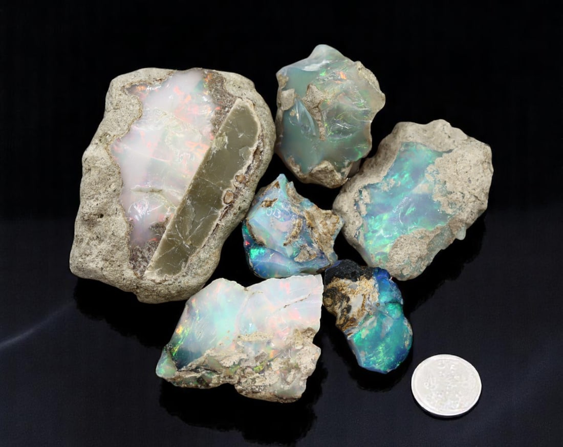 GEM LOT: Ethiopian Welo Opal Rough - Iridescent Play-of-Color in Matrix, Mixed Forms (15g) (1 of 1)