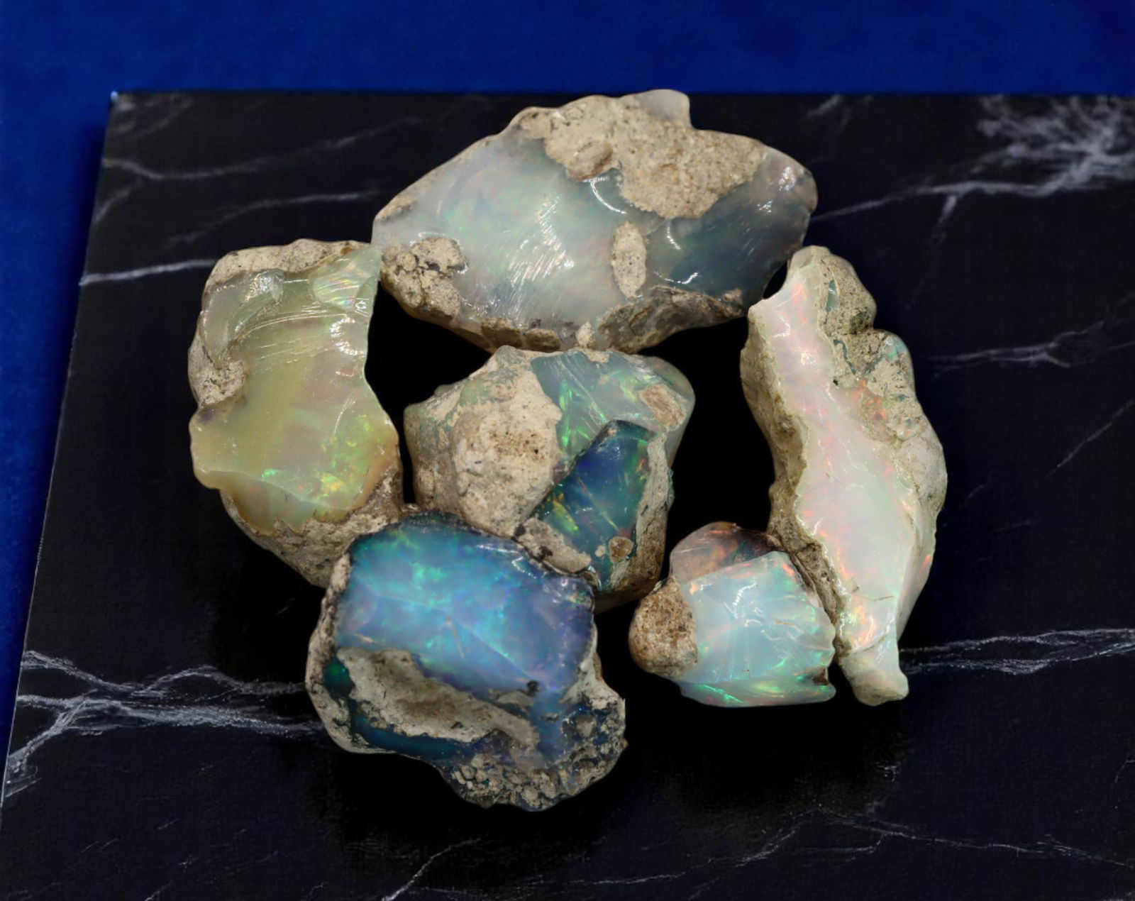 GEM LOT: Ethiopian Welo Opal Rough - Iridescent Play-of-Color in Matrix, Mixed Forms (11g) (1 of 1)