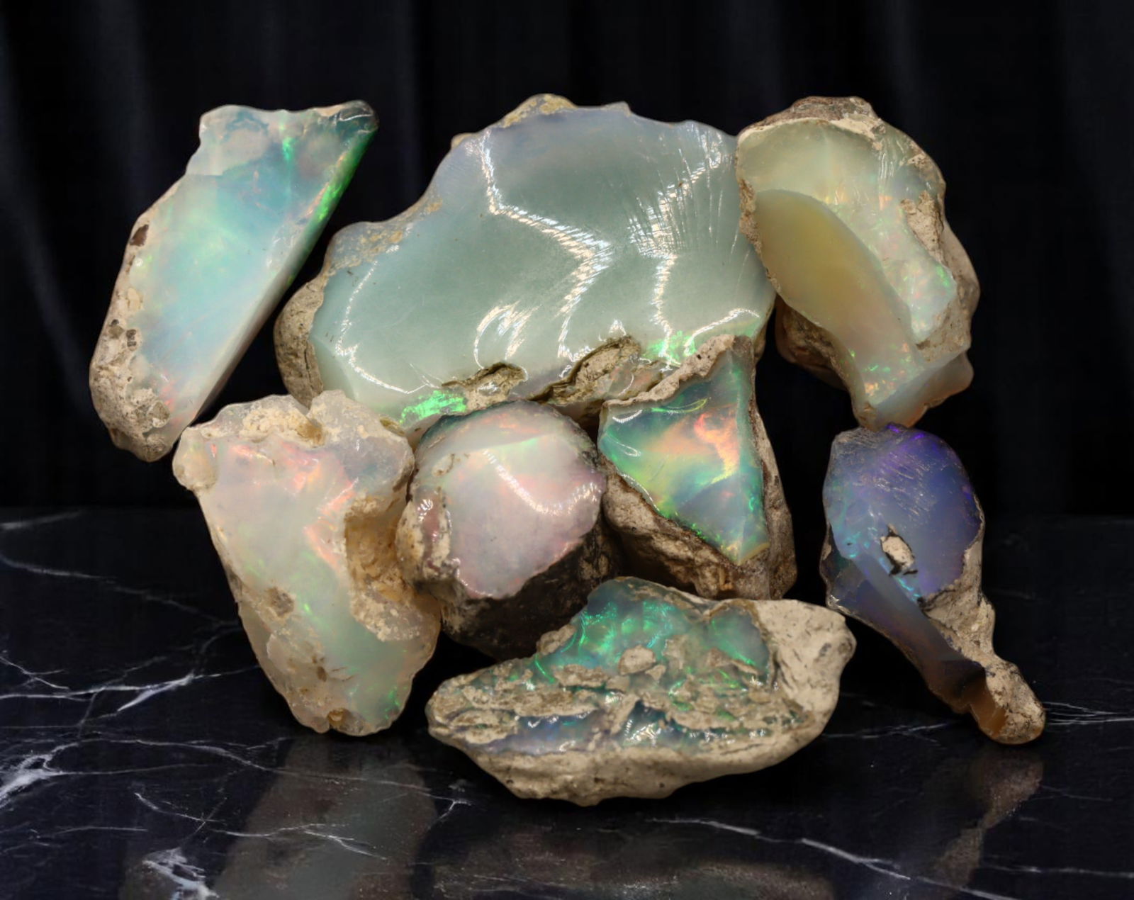 GEM LOT: Ethiopian Welo Opal Rough - Iridescent Play-of-Color in Matrix, Mixed Forms (14g) (1 of 1)