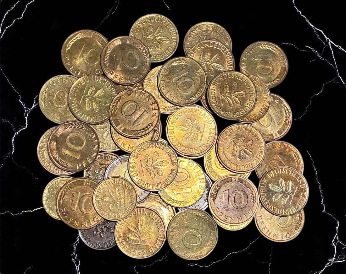 GERMANY: Federal Republic Coin Lot - 2, 5 & 10 Pfennig Coins, 1950-1995 (44 pcs, 18-20mm) (1 of 1)