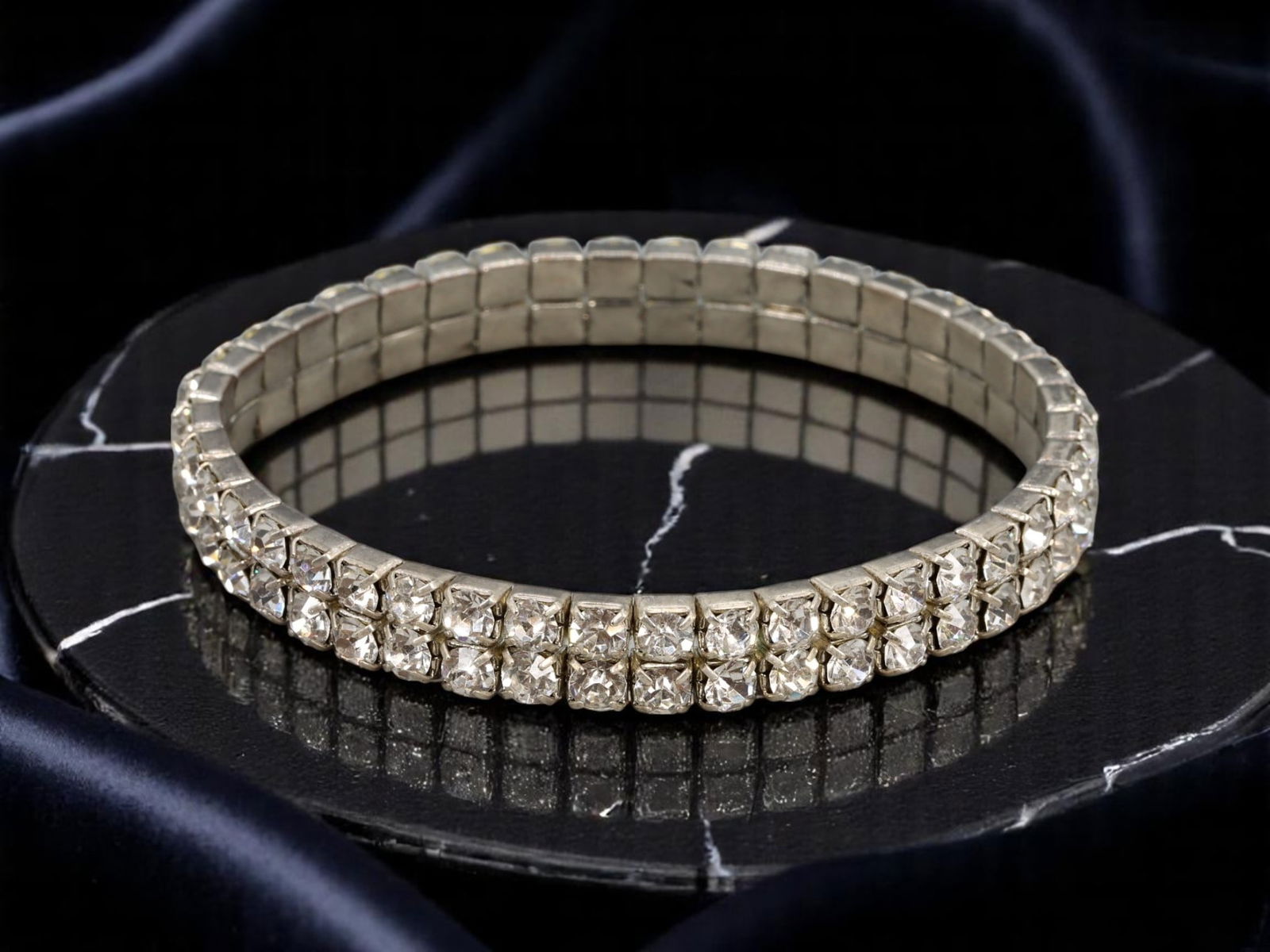 Radiance Refined - Double Row Rhinestone Bracelet, 16cm (1 of 1)
