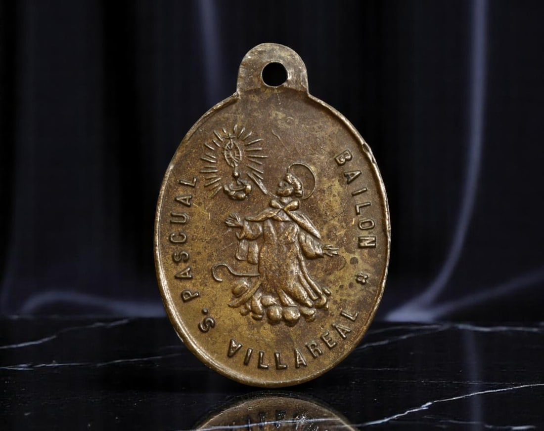 SPAIN: Eucharistic Devotion - San Pascual Bailon & San Jose Religious Medal Coin, ND, 28mm: This double-sided devotional medal brings together two pillars of Catholic intercession-San Pascual Bailon, the humble Franciscan mystic venerated for his Eucharistic fervor, and San Jose, earthly pro