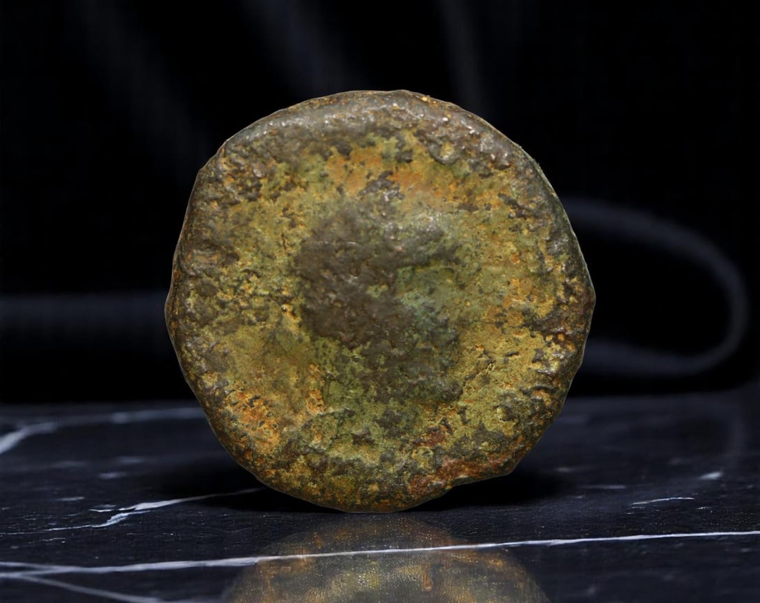 ROMAN EMPIRE: Ancient AE Coin Bronze Issue, 25mm: Issued during one of the most transformative epochs of the Roman Empire, this bronze coin embodies the endurance and adaptability of Roman statecraft across centuries. Its compact flan and timeworn su