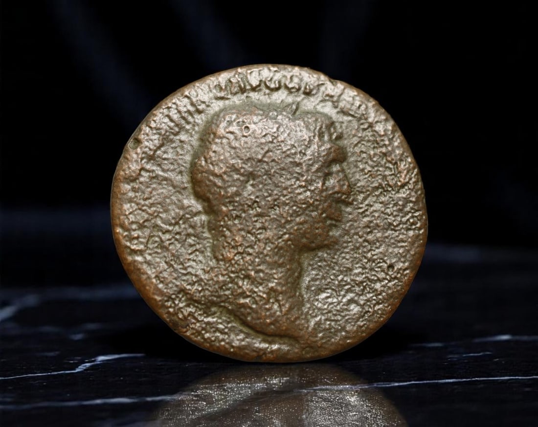 ROMAN EMPIRE: Ancient AE Coin Bronze Issue, 26mm: Issued during one of the most transformative epochs of the Roman Empire, this bronze coin embodies the endurance and adaptability of Roman statecraft across centuries. Its compact flan and timeworn su