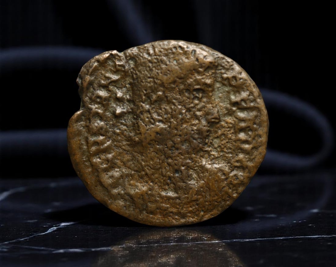 ROMAN EMPIRE: Ancient AE Coin Bronze Issue, 16mm: Issued during one of the most transformative epochs of the Roman Empire, this bronze coin embodies the endurance and adaptability of Roman statecraft across centuries. Its compact flan and timeworn su