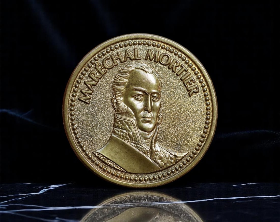 FRANCE: Napoleonic Valor - Marechal Mortier Commemorative Coin, c.19th Century Revival, 29mm (1 of 2)