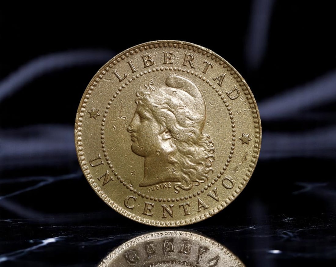 ARGENTINA: Liberty and Republic - Un Centavo Coin, 1893, 25mm: Issued during a formative period in Argentina's national identity, this 25mm Un Centavo coin from 1893 is a stirring embodiment of republican ideals. The obverse proudly features a neoclassical depict