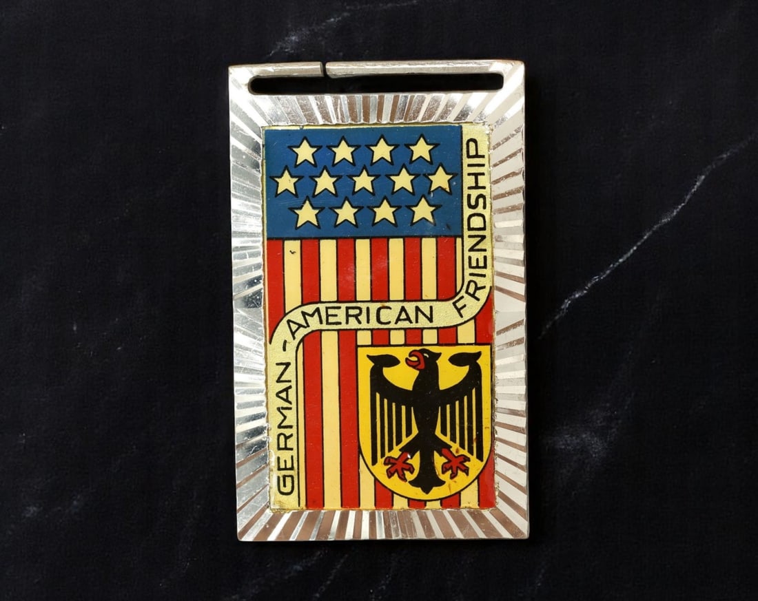 GERMANY/USA: Cold War Diplomacy - German-American Friendship Enamel Plaque Badge, 1950s-60s, 60mm (1 of 2)