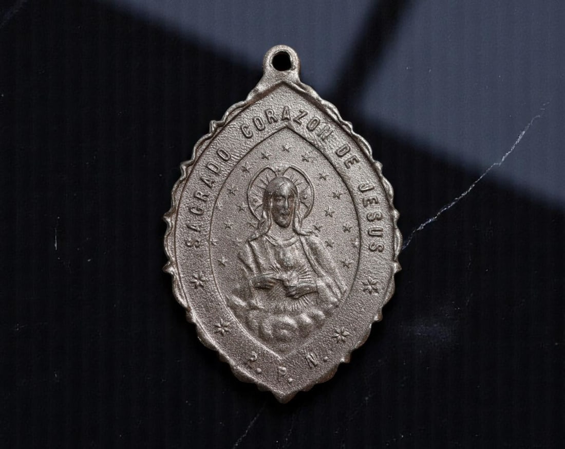 SPAIN: Sacred Devotion - Sagrado Corazon & Mare de Deu Medal, 33mm (1 of 2)