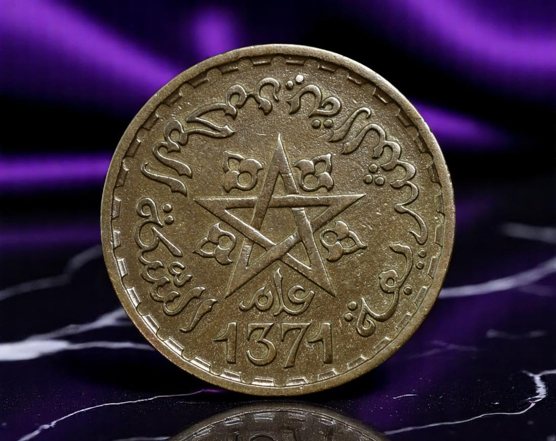 MOROCCO: Royal Star - Independence Era 20 Francs Coin, AH1371 (1952), 23mm (1 of 2)