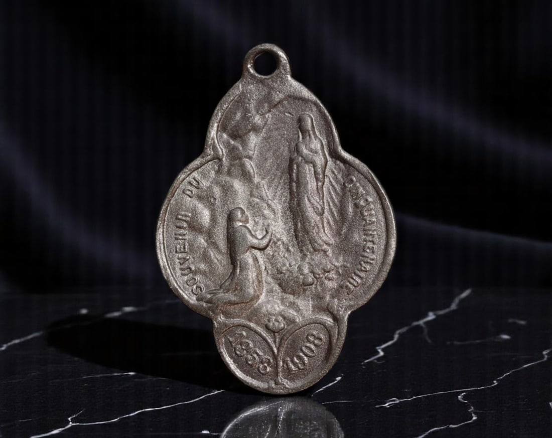 FRANCE: Lourdes Apparition Centenary - Our Lady of the Immaculate Commemorative Medal, 1908, 34mm (1 of 2)
