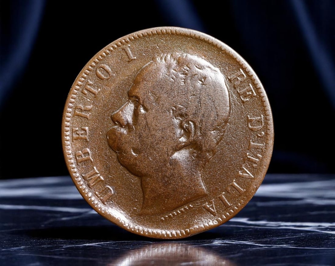 ITALY: Umberto I - Monarchical Stability 10 Centesimi Coin, 1893 BI Rome Mint, 30mm: Struck during the reign of Umberto I, this broad-format 10 Centesimi coin captures the era's commitment to centralized national identity under a constitutional monarchy. The king is rendered in dignif