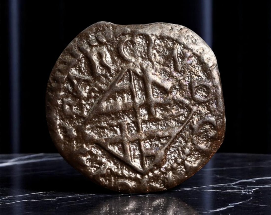CATALONIA: Philip IV - City of Barcelona Ardite Coin, 1640, 16mm: Struck in the pivotal year of 1640 during the Catalan Revolt, this copper Ardite from Barcelona bears both political and geographic symbolism. The obverse presents a stylized left-facing bust flanked 