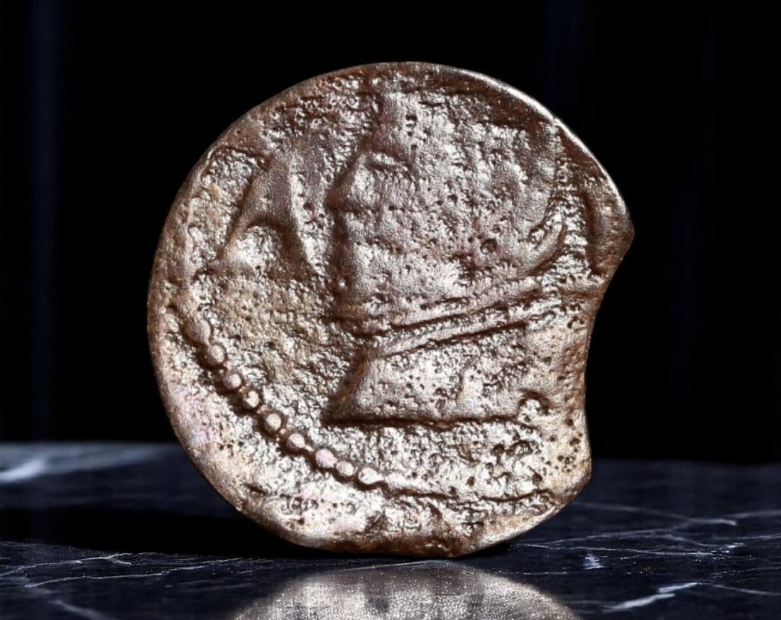 CATALONIA: Philip IV - City of Barcelona Ardite Coin, 1640, 16mm: Struck in the pivotal year of 1640 during the Catalan Revolt, this copper Ardite from Barcelona bears both political and geographic symbolism. The obverse presents a stylized left-facing bust flanked 