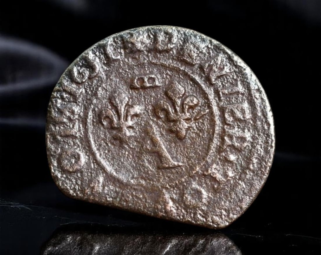 FRANCE: Louis XIII - Feudal Authority Denier Coin, 1631 T (uncertain mint), 16mm: This diminutive denier from the reign of Louis XIII reflects the enduring decentralization of French coinage under feudal governance. Bearing the royal fleur-de-lis flanked by an oversized 'L' and enc