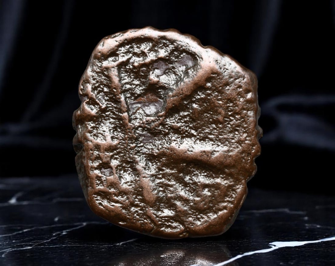 BYZANTINE EMPIRE: Anonymous Folles - Christogram 'K' Series Token, ca. 10th Century, 18mm: A rare and enigmatic copper issue from the middle Byzantine period, this anonymous follis features a bold 'K' Christogram, interpreted by scholars as a liturgical cipher linking currency to divinity. 