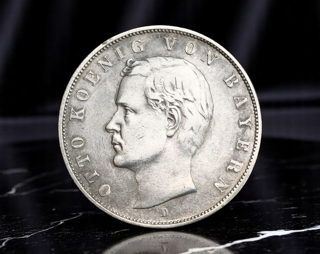 GERMANY/BAVARIA: King Otto - Silver 3 Mark Coin, 1908 D Munich Mint (32mm) (1 of 2)