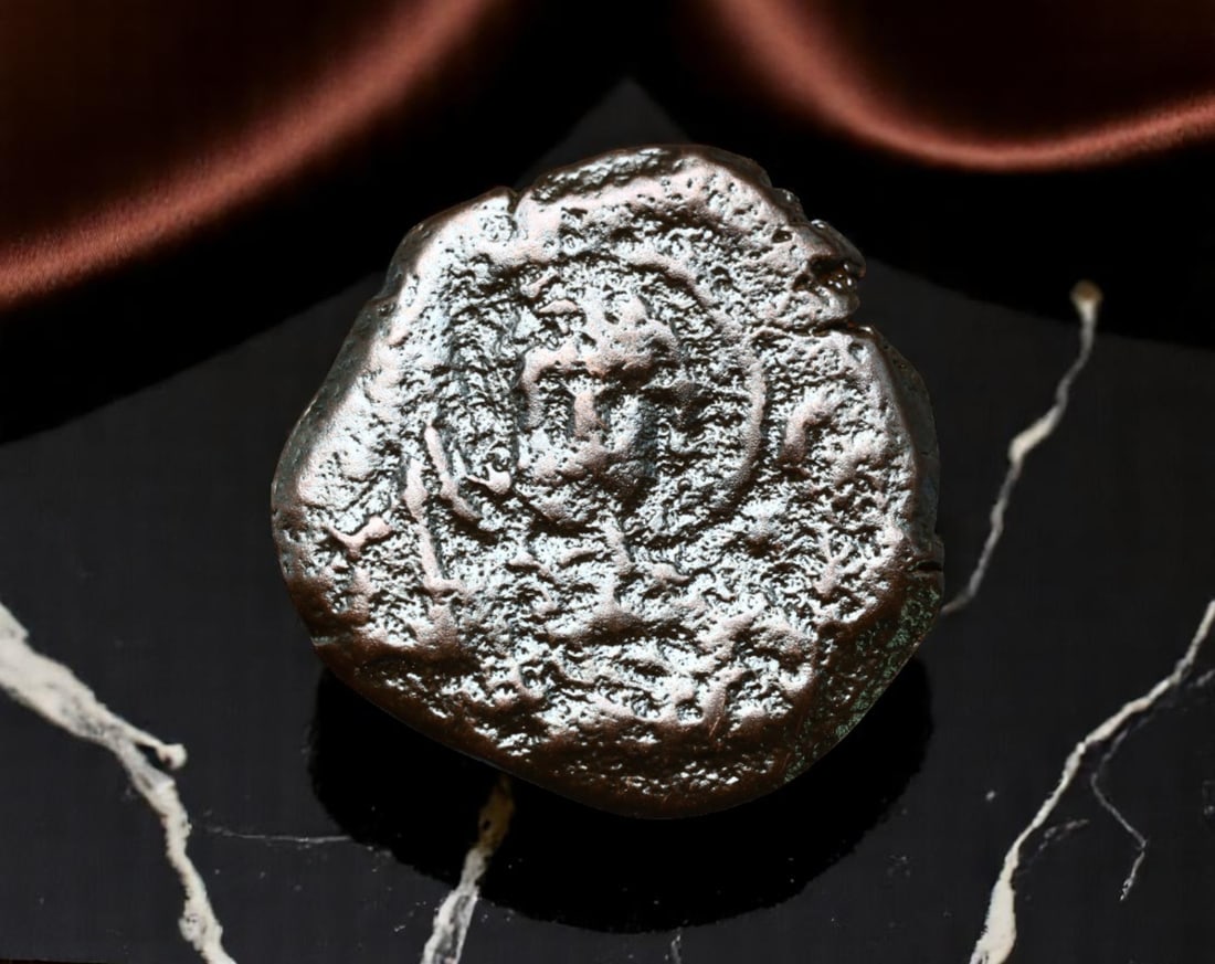 BYZANTINE EMPIRE: Imperial Devotion - Anonymous AE Follis Coin, c. 6th-8th Century CE, 18mm: Struck during the turbulent centuries of transition between Rome's legacy and the rise of Byzantine orthodoxy, this anonymous bronze follis is a material testament to the enduring union of empire and 