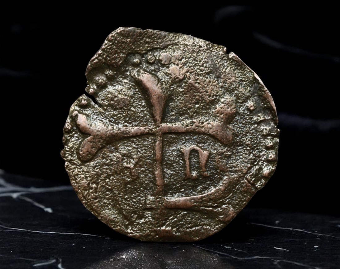 HUNGARY: Sigismund of Luxembourg - Cross & Crown Quarting Coin, c. 1400s, 14mm: Struck during the reign of Sigismund of Luxembourg, King of Hungary from 1387 to 1437, this diminutive copper-alloy Quarting coin captures a moment of early Central European consolidation. The obverse