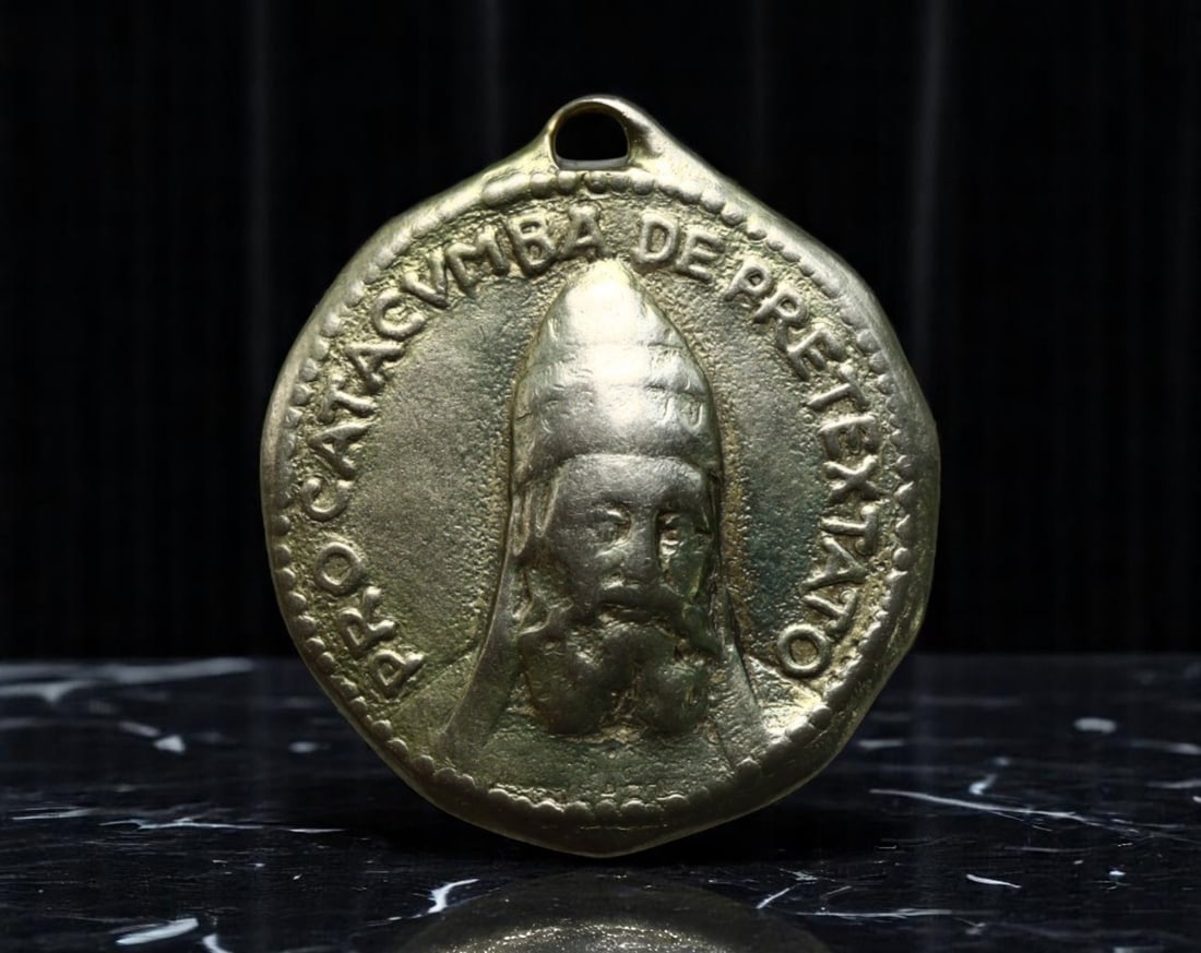 VATICAN CITY: Pope Pius XI - Restoration of Saint Callixtus Catacombs Devotional Medal, c. 1930s, (1 of 2)