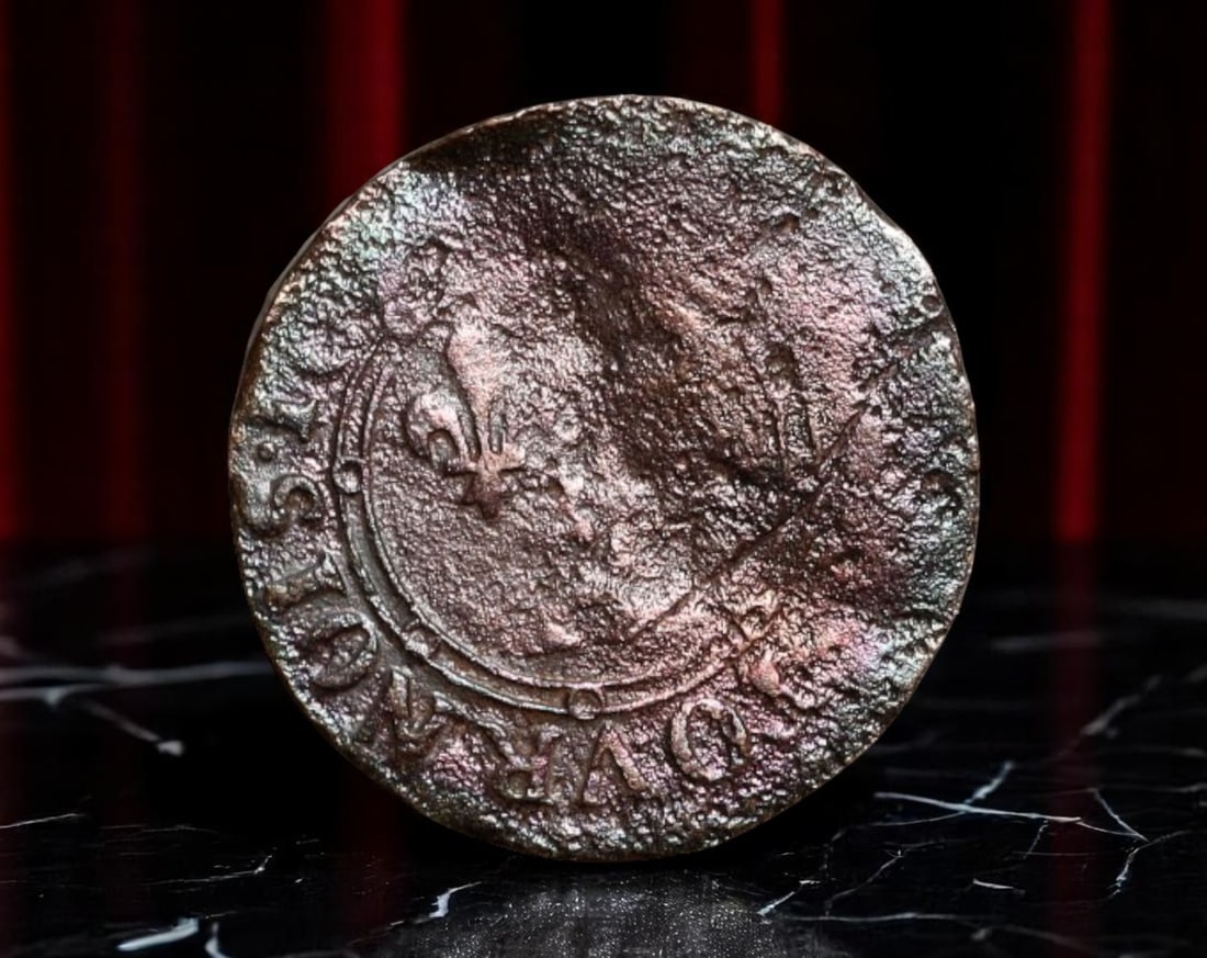 FRANCE: Charles II of Nevers - Denier Tournois Regional Coin, c.1630s, 16mm: This scarce regional Denier Tournois was issued under the authority of Charles II, Duke of Nevers, during a period when French noble houses retained limited minting rights. A stylized bust of the duke