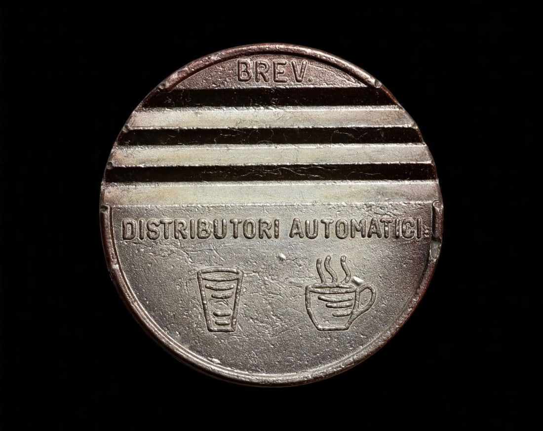 ITALY: Brevettato - Vending Machine Trade Token for Coffee Dispensers, ND (c. 1960s), 27mm (1 of 2)