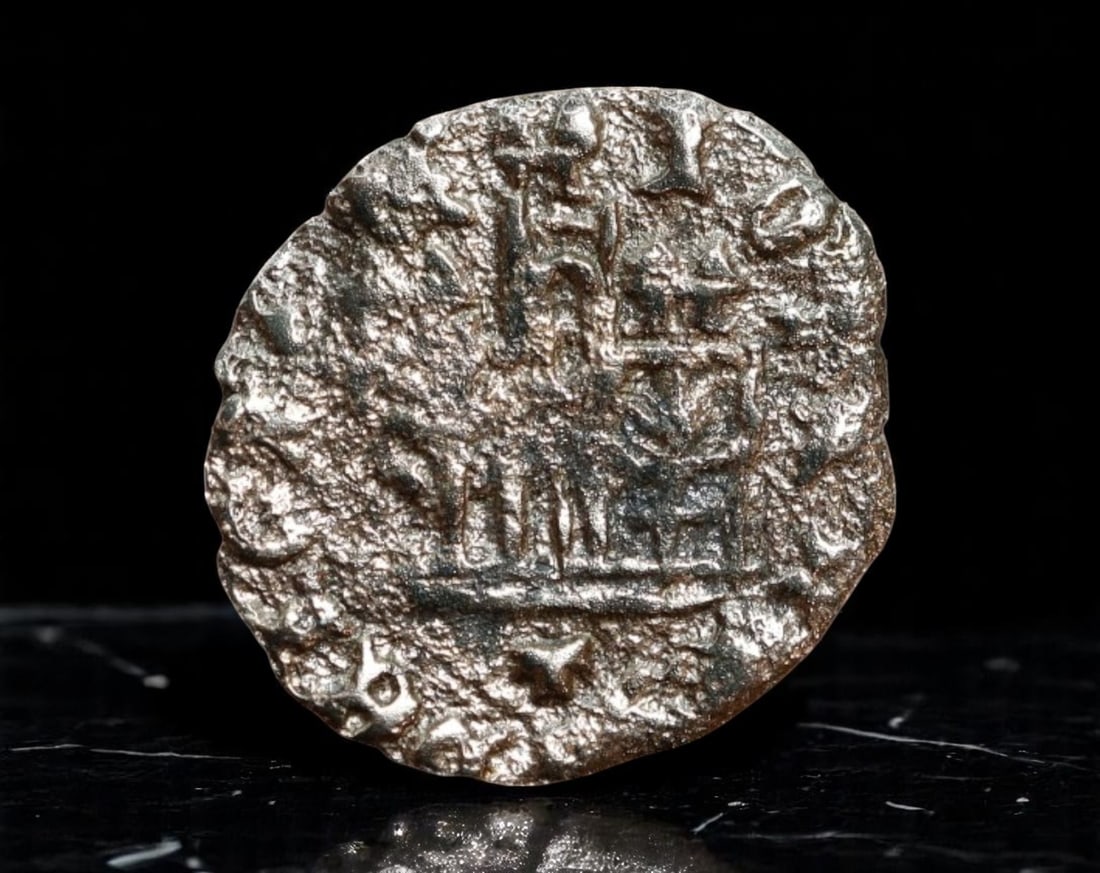 SPAIN: Alfonso XI - Billon Dinero Cornado Coin, Castile and Leon, c.1333-1350 (16mm): Struck during the reign of Alfonso XI, this billon Dinero Cornado coin represents one of the smaller yet historically impactful denominations of medieval Castilian coinage. The obverse features a cast