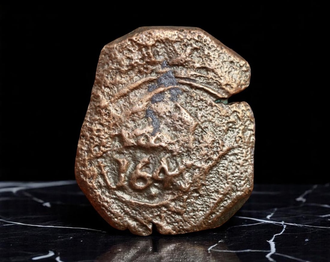 SPAIN: Philip IV - Copper 8 Maravedis Coin, 1641 Countermark on 1625 Type, Madrid (22x19mm): This copper 8 Maravedis coin exhibits a well-defined 1641 countermark atop the original issue from 1625 under Philip III, revalidated during the reign of Philip IV amid economic reforms. Struck in Mad