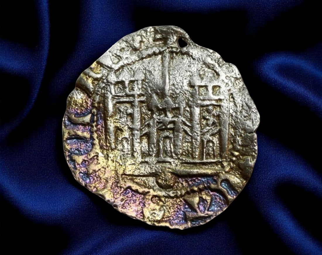 SPAIN: John I of Castile - Billon 1 Denier Coin, ca. 1379-1390 (17mm): Struck under the reign of John I of Castile, this 1 Denier coin dates to the late 14th century and was minted for circulation throughout the Kingdom of Castile and Leon. The obverse features a castell