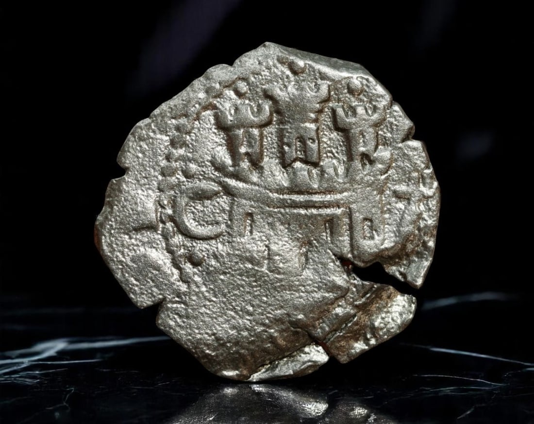 SPAIN: Felipe III - Copper 2 Maravedis Coin, ca. 1600s M Granada Mint (21mm): Issued under King Felipe III at the Granada Mint, this 2 Maravedis coin exhibits the archetypal motifs of early 17th-century Castilian copper currency. The obverse shows a bold rendition of the Castil