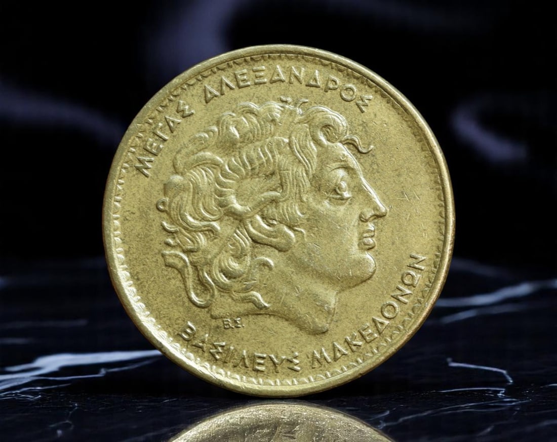 GREECE: Alexander the Great - Vergina Sun 100 Drachmai Coin, 1992 (29mm) (1 of 2)