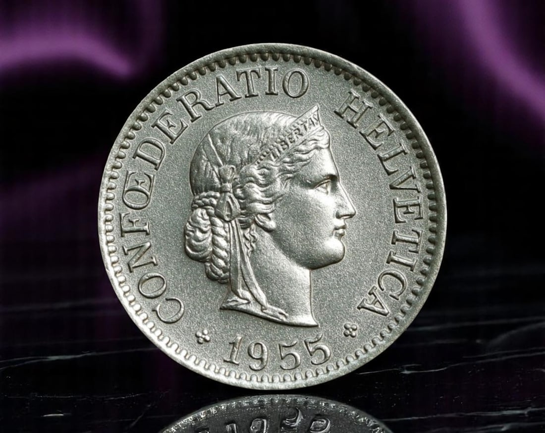 SWITZERLAND: Confederation Helvetica - 10 Rappen Coin, 1955 B Bern Mint (19mm) (1 of 2)