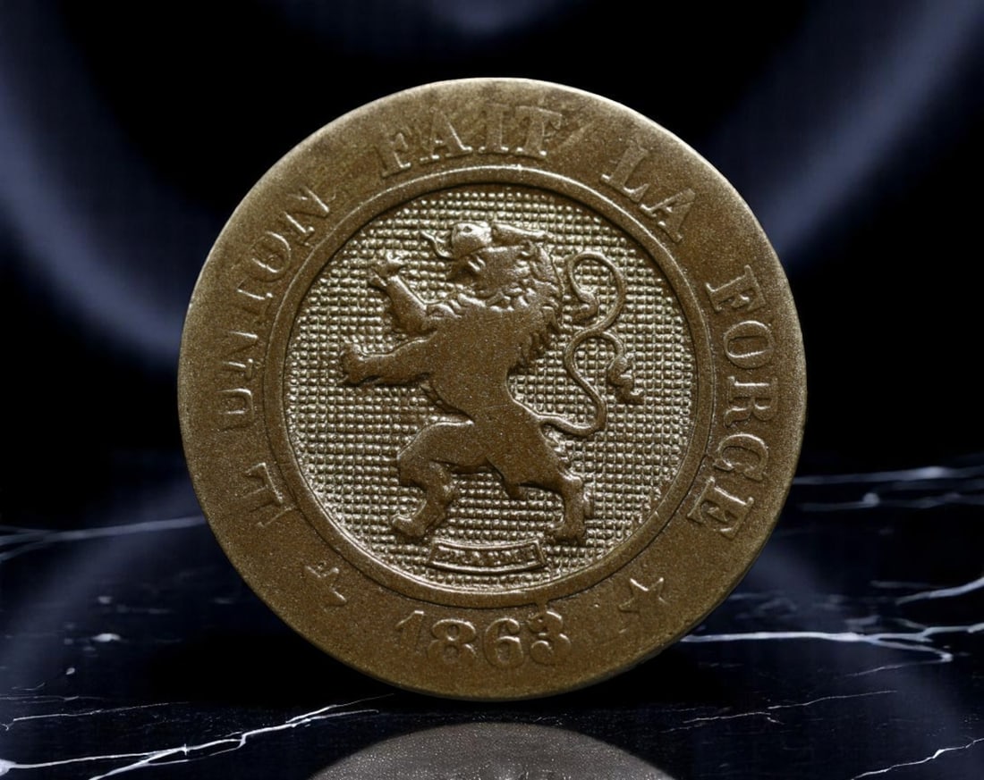 BELGIUM: Leopold I - National Strength 10 Centimes Coin, 1863, 21mm (1 of 2)