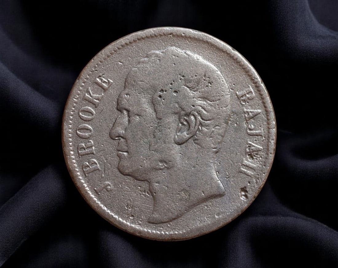 SARAWAK: Rajah James Brooke - Spirit of Frontier Sovereignty 1 Cent Coin, 1863, 28mm: Struck in 1863 amidst the bold establishment of Sarawak's independent rule, this 1 Cent coin under Rajah James Brooke stands as a testament to the extraordinary story of personal empire-building in So