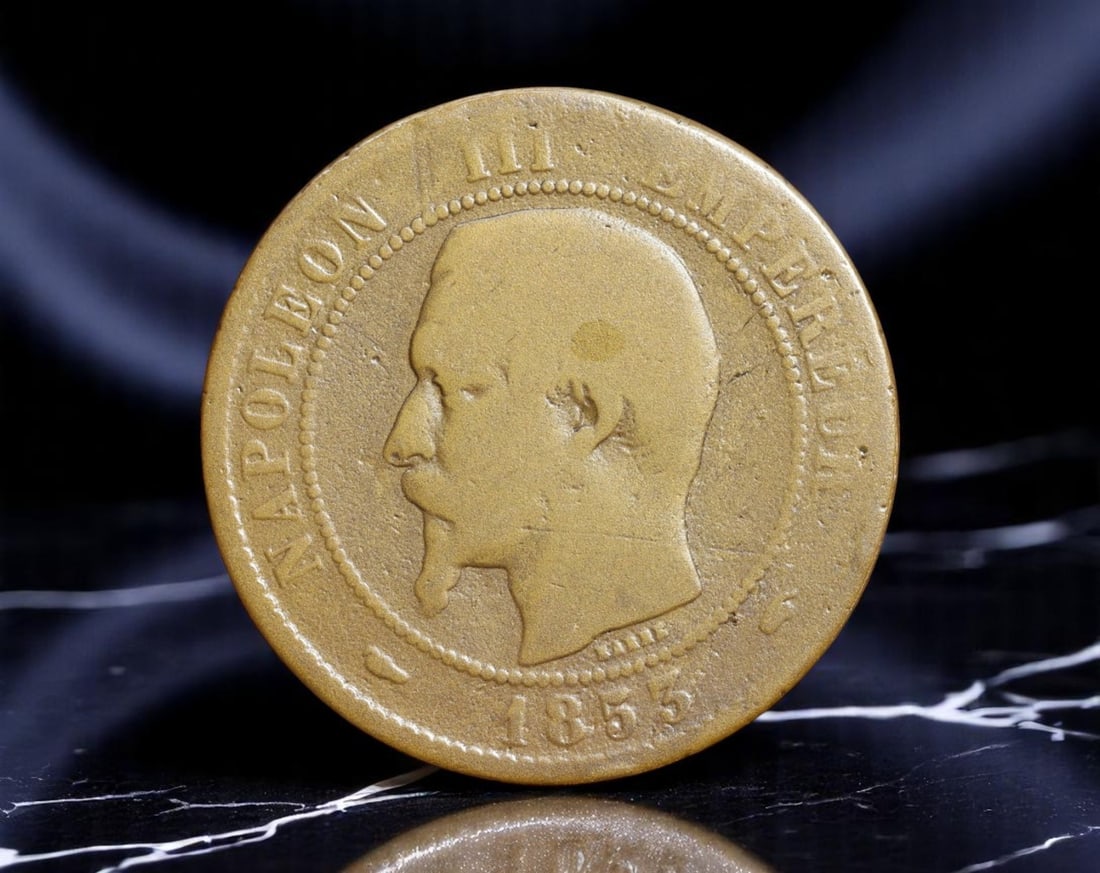 FRANCE/SECOND EMPIRE: Napoleon III - Imperial Revival 10 Centimes Coin, 1853 A Paris Mint, 30mm (1 of 2)