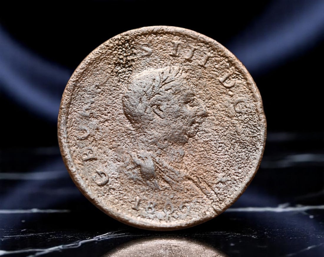 GREAT BRITAIN: George III - Britannia's Resilience Halfpenny Coin, 1806, 28mm (1 of 2)