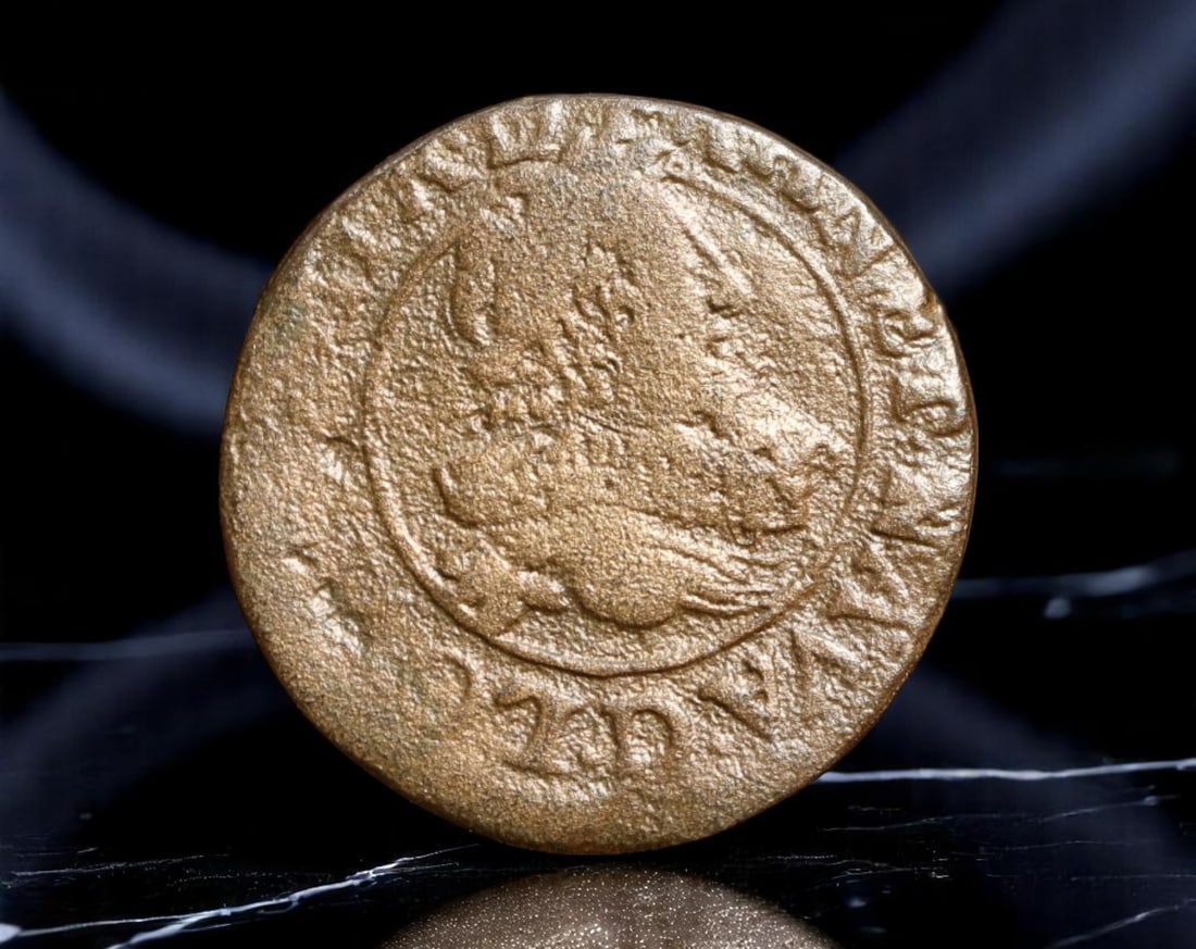 FRANCE: Louis XIII - Divine Right Double Tournois Coin, 1627, 20mm: Minted in 1627 under the firm rule of Louis XIII, this copper Double Tournois powerfully embodies the ideology of divine monarchy that shaped 17th-century France. The obverse reveals the crowned bust 