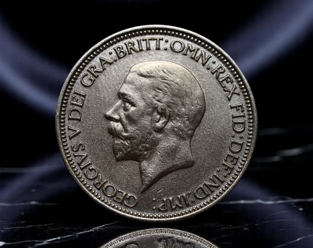 GREAT BRITAIN: George V - Britannia Maritime Strength Halfpenny Coin, 1935, 26mm: Struck in the twilight of George V's reign, this 1935 Halfpenny embodies Britain's enduring image as a global maritime power. The obverse features the stately portrait of King George V, crowned with t