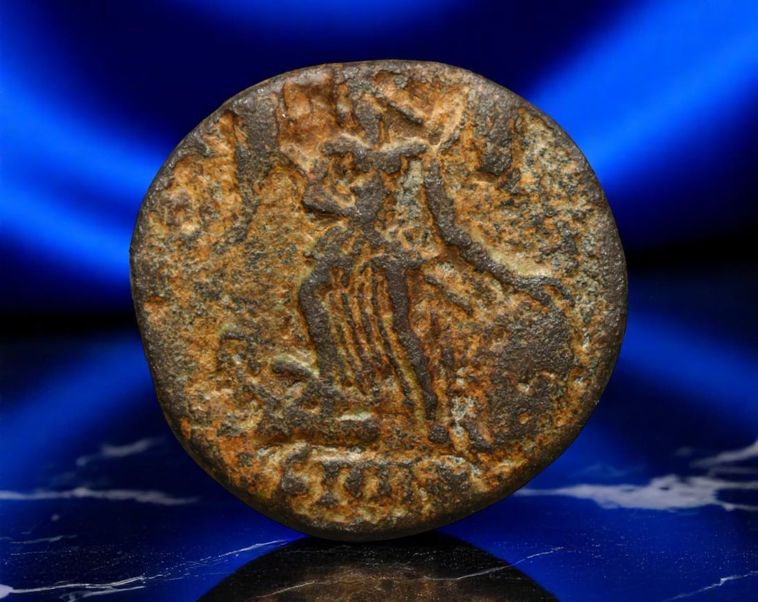 ROMAN EMPIRE: Ancient AE Coin - Bronze Issue, 16mm: A diminutive bronze coin from the Roman Empire, emblematic of the empire's evolving monetary system during times of economic transition. As silver reserves dwindled and inflation surged, bronze coinag