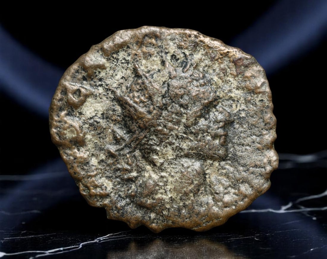 ROMAN EMPIRE: Ancient AE Coin - Bronze Issue, 18mm: A diminutive bronze coin from the Roman Empire, emblematic of the empire's evolving monetary system during times of economic transition. As silver reserves dwindled and inflation surged, bronze coinag