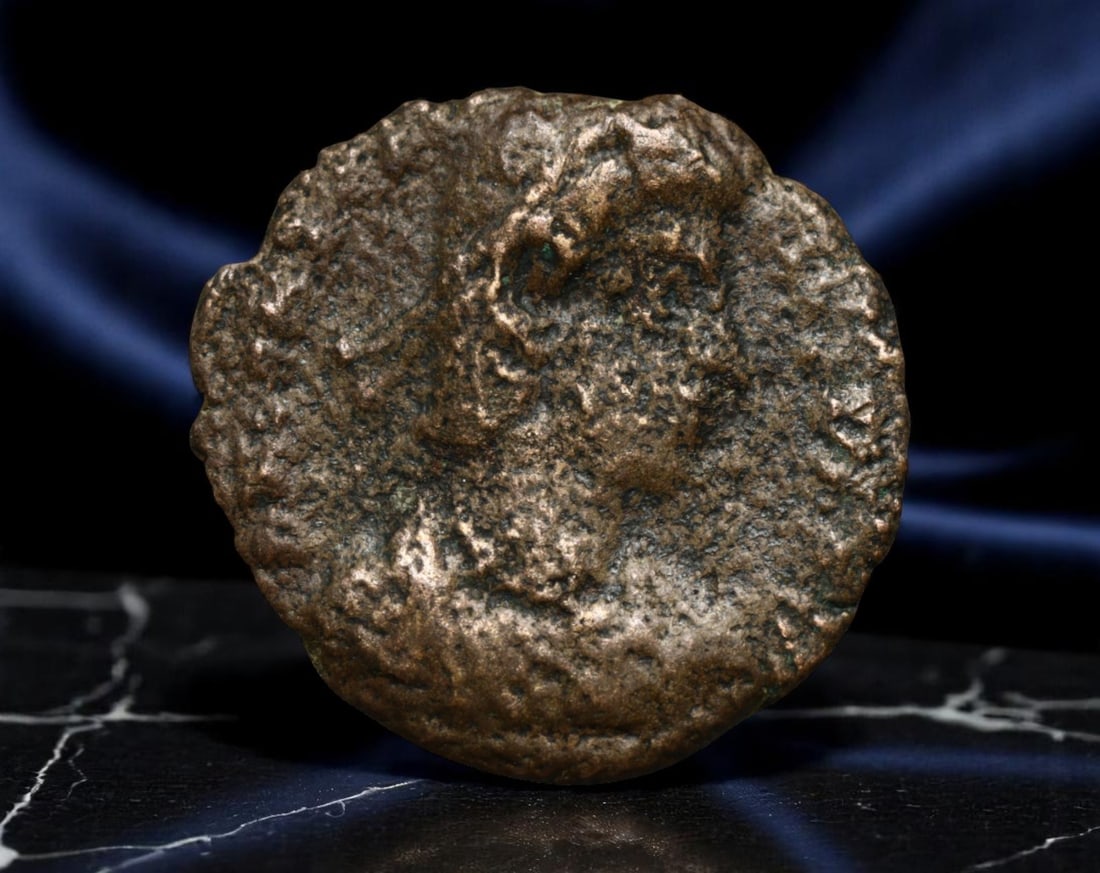 ROMAN EMPIRE: Ancient AE Coin Bronze Issue, 15mm: Issued during one of the most transformative epochs of the Roman Empire, this bronze coin embodies the endurance and adaptability of Roman statecraft across centuries. Its compact flan and timeworn su