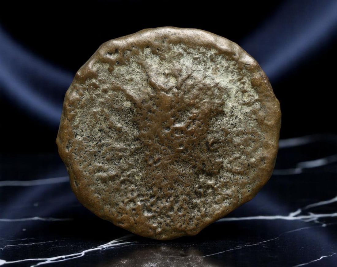 ROMAN EMPIRE: Ancient AE Coin Bronze Issue, 17mm: Issued during one of the most transformative epochs of the Roman Empire, this bronze coin embodies the endurance and adaptability of Roman statecraft across centuries. Its compact flan and timeworn su