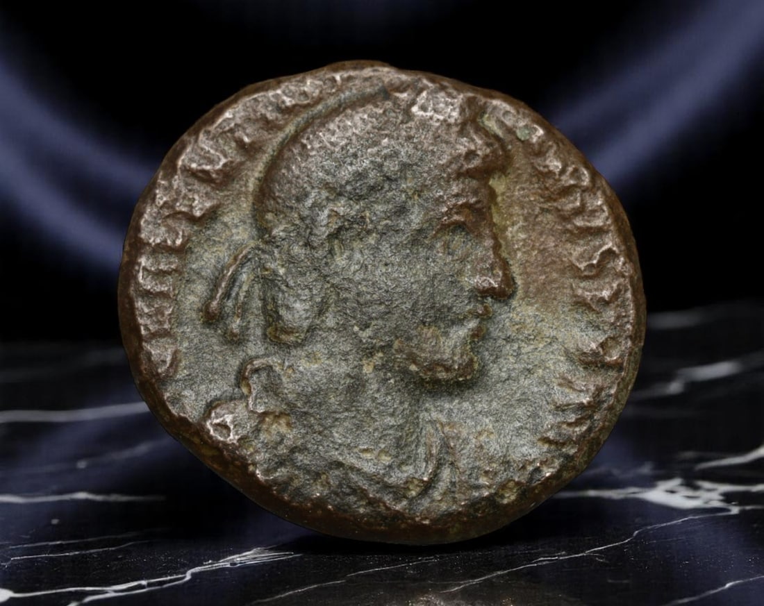 ROMAN EMPIRE: Ancient AE Coin - Bronze Issue, 16.6mm: A diminutive bronze coin from the Roman Empire, emblematic of the empire's evolving monetary system during times of economic transition. As silver reserves dwindled and inflation surged, bronze coinag