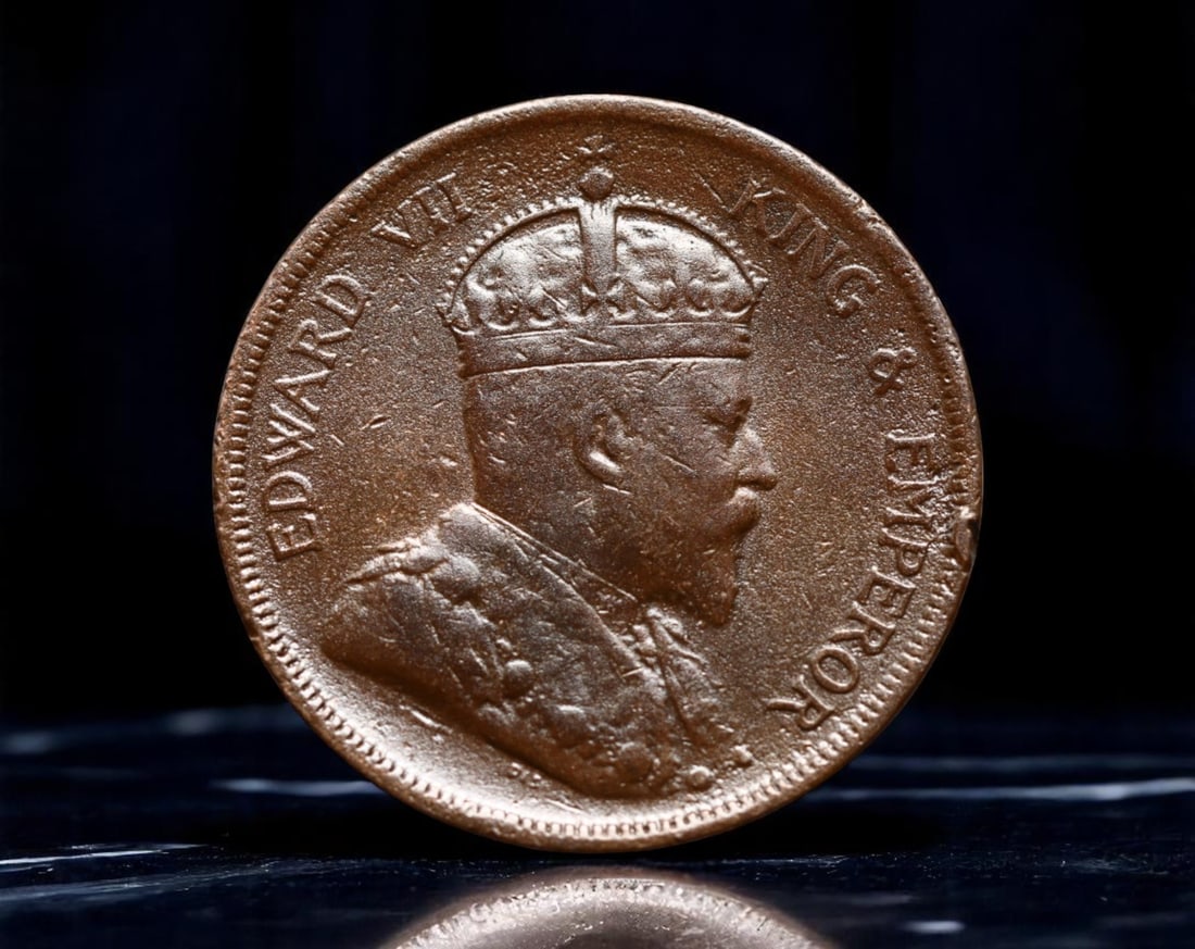 STRAITS SETTLEMENTS: King Edward VII - Imperial Trade Expansion One Cent Coin, 1907, 29mm (1 of 2)