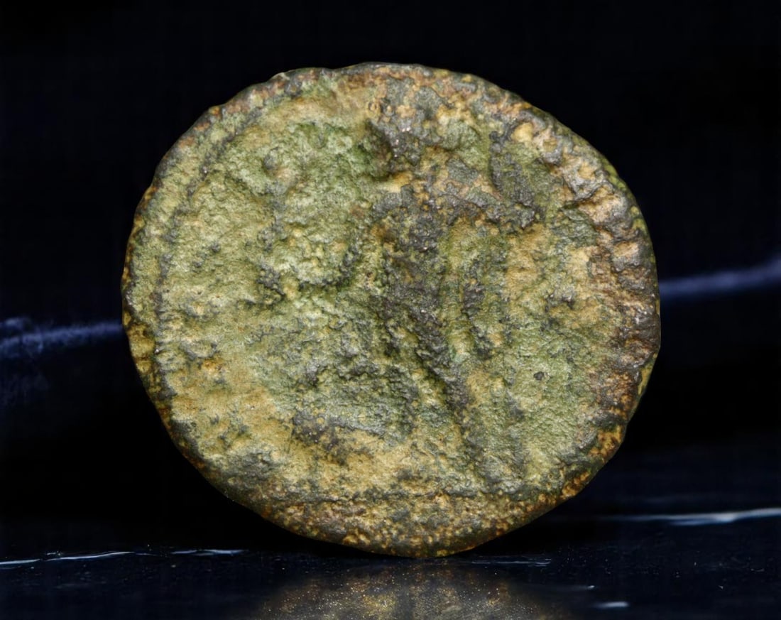 ROMAN EMPIRE: Ancient AE Coin - Bronze Issue, 20mm: A diminutive bronze coin from the Roman Empire, emblematic of the empire's evolving monetary system during times of economic transition. As silver reserves dwindled and inflation surged, bronze coinag