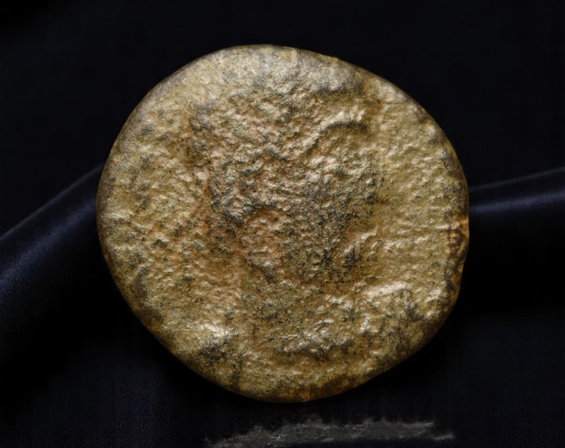 ROMAN EMPIRE: Ancient AE Coin Bronze Issue, 17mm: Issued during one of the most transformative epochs of the Roman Empire, this bronze coin embodies the endurance and adaptability of Roman statecraft across centuries. Its compact flan and timeworn su
