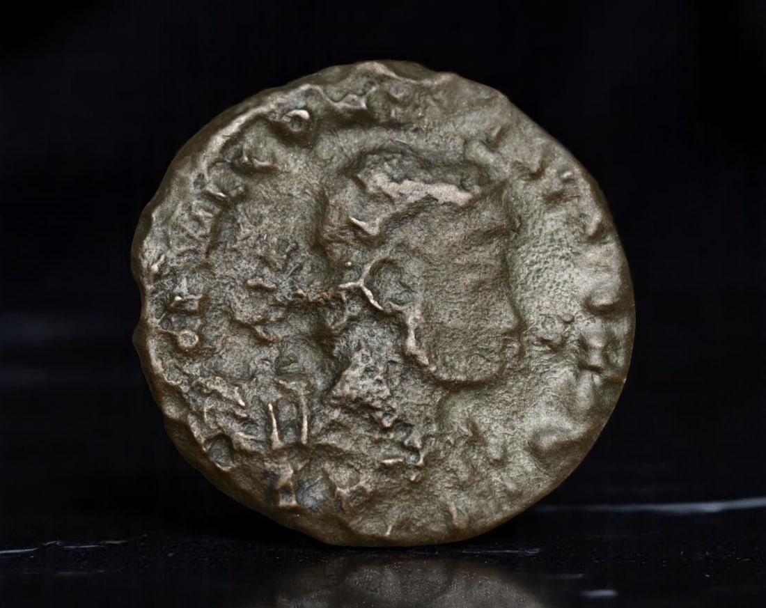 ROMAN EMPIRE: Ancient AE Coin - Bronze Issue, 17mm: A diminutive bronze coin from the Roman Empire, emblematic of the empire's evolving monetary system during times of economic transition. As silver reserves dwindled and inflation surged, bronze coinag