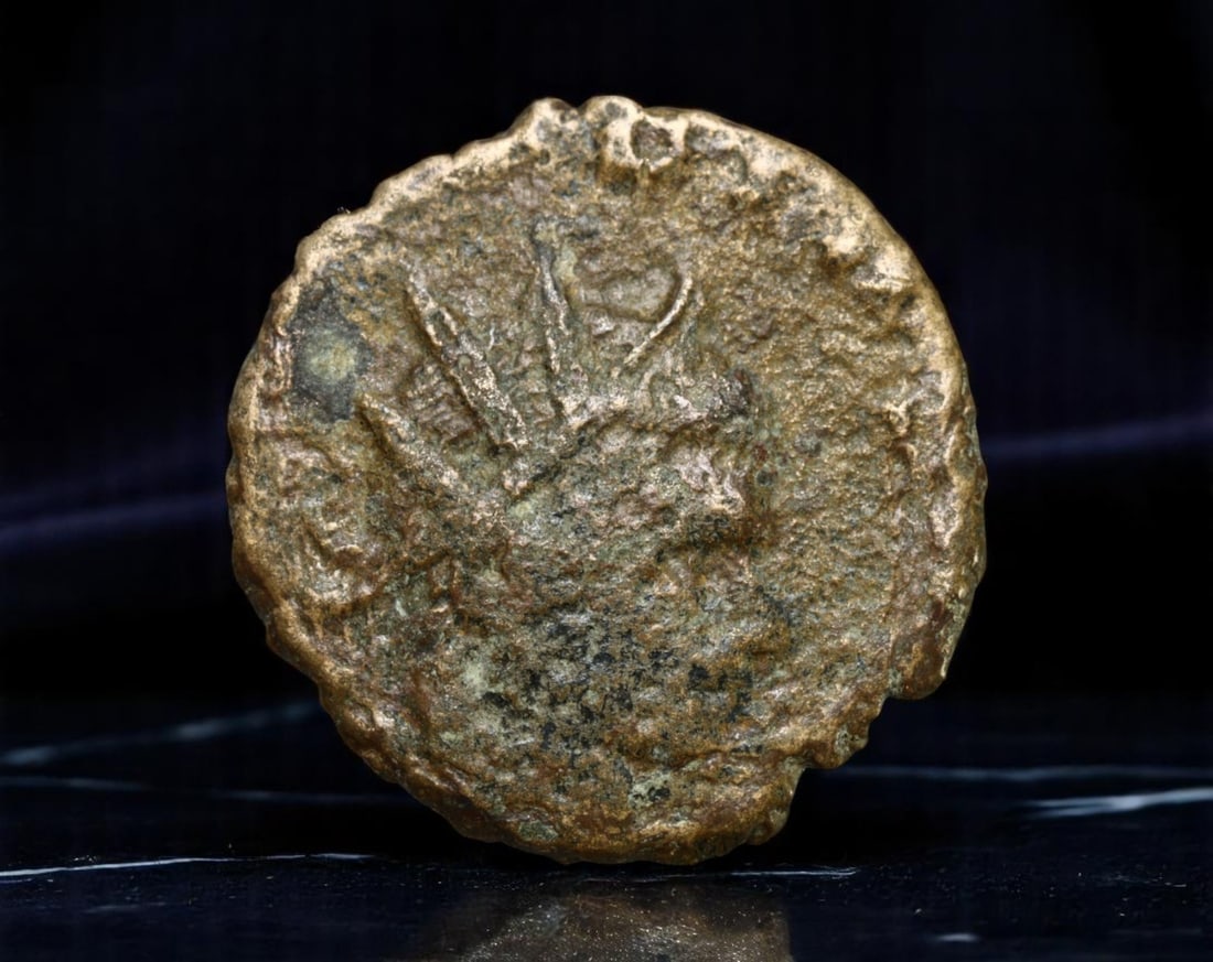 ROMAN EMPIRE: Ancient AE Coin - Bronze Issue, 15mm: A diminutive bronze coin from the Roman Empire, emblematic of the empire's evolving monetary system during times of economic transition. As silver reserves dwindled and inflation surged, bronze coinag
